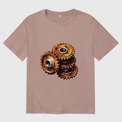 Футболка оверсайз мужская Ржавые шестеренки, цвет: пыльно-розовый
