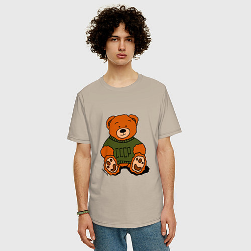 Мужская футболка оверсайз Мишка родом из СССР / Миндальный – фото 3