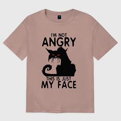 Футболка оверсайз мужская I am not angry cat, цвет: пыльно-розовый