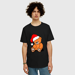 Футболка оверсайз мужская Плюшевый медведь в колпаке, цвет: черный — фото 2