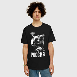 Футболка оверсайз мужская Русский медведь, цвет: черный — фото 2