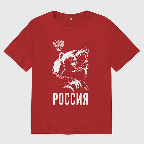 Мужская футболка оверсайз Русский медведь / Красный – фото 1