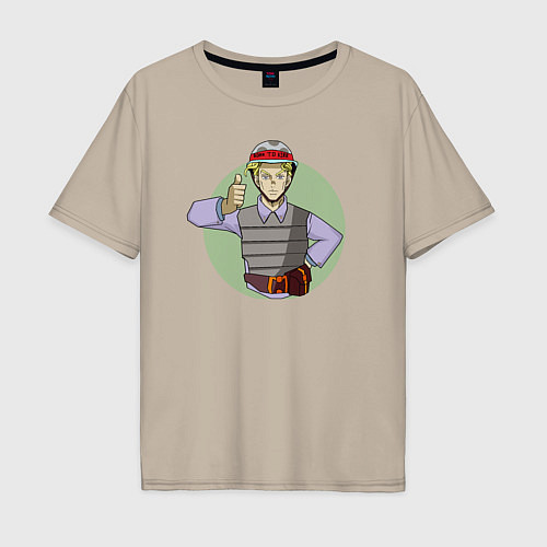 Мужская футболка оверсайз Кира солдат / Миндальный – фото 1