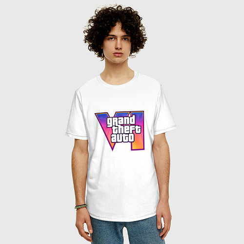 Мужская футболка оверсайз GTA VI logo / Белый – фото 3