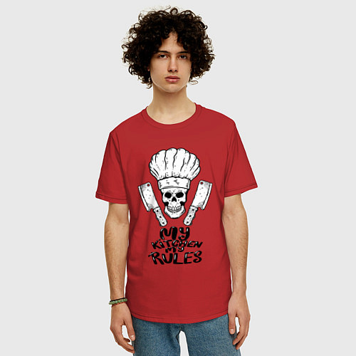 Мужская футболка оверсайз Моя кухня мои правила / Красный – фото 3