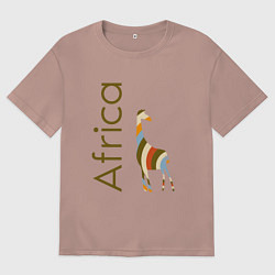 Футболка оверсайз мужская Жираф цвета Африки, цвет: пыльно-розовый