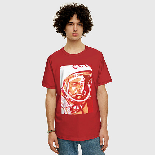 Мужская футболка оверсайз Gagarin in red / Красный – фото 3