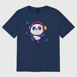 Футболка оверсайз мужская Music panda, цвет: тёмно-синий