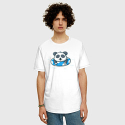 Футболка оверсайз мужская Панда на чиле, цвет: белый — фото 2