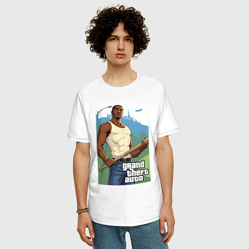 Мужская футболка оверсайз GTA - Карл Джонсон / Белый – фото 3
