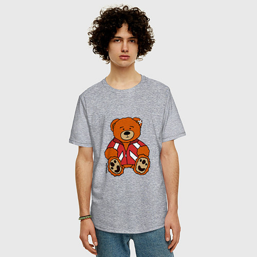 Мужская футболка оверсайз Медведь Марат в спортивном костюме / Меланж – фото 3