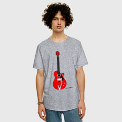 Футболка оверсайз мужская Красная гитара - рок н ролл, цвет: меланж — фото 2