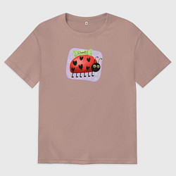 Футболка оверсайз мужская Божья коровка и конфета, цвет: пыльно-розовый