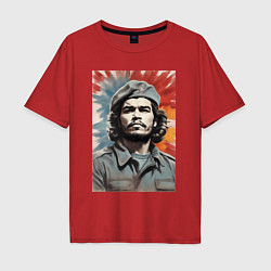 Футболка оверсайз мужская Портрет Че Гевара, цвет: красный