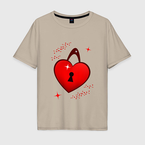 Мужская футболка оверсайз Сердце замок / Миндальный – фото 1