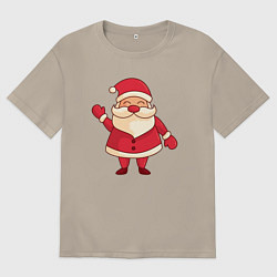 Футболка оверсайз мужская Радостный Дед мороз, цвет: миндальный