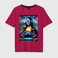 Мужская футболка оверсайз Mona Lisa is an avid gamer - cyberpunk