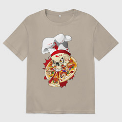 Футболка оверсайз мужская Bloody pizza, цвет: миндальный