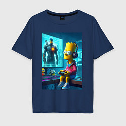 Мужская футболка оверсайз Bart Simpson is an avid gamer