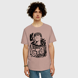Футболка оверсайз мужская Эйкити Онидзука - GTO, цвет: пыльно-розовый — фото 2