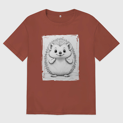 Мужская футболка оверсайз Пухлый ежик / Кирпичный – фото 1