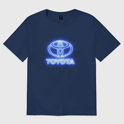 Футболка оверсайз мужская Toyota neon, цвет: тёмно-синий