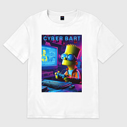 Футболка оверсайз мужская Cyber Bart is an avid gamer, цвет: белый