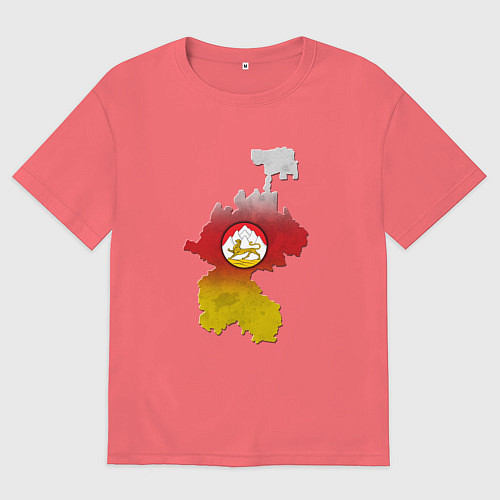 Мужская футболка оверсайз Осетия и герб / Коралловый – фото 1