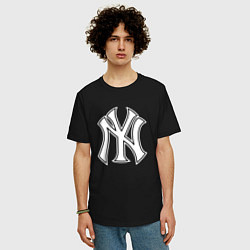 Футболка оверсайз мужская New York yankees - baseball logo, цвет: черный — фото 2