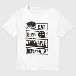 Футболка оверсайз мужская Еасть спать рейв, цвет: белый
