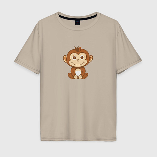 Мужская футболка оверсайз Маленькая обезьяна / Миндальный – фото 1