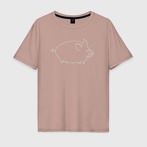 Мужская футболка оверсайз Пига / Пыльно-розовый – фото 1