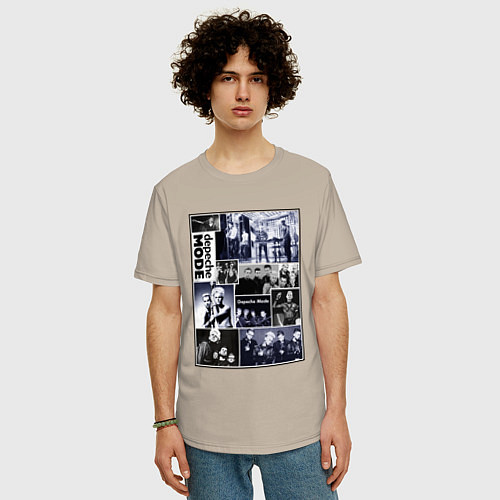 Мужская футболка оверсайз Depeche Mode - Collage / Миндальный – фото 3