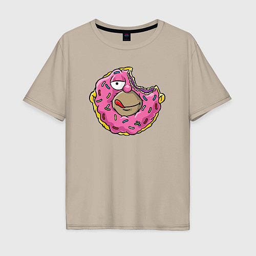 Мужская футболка оверсайз Homer donut / Миндальный – фото 1