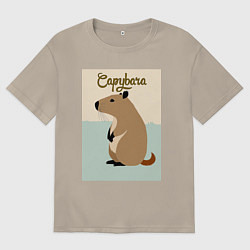 Футболка оверсайз мужская Капибара в стиле Джона Классена, цвет: миндальный