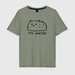 Футболка оверсайз мужская Cat its winter, цвет: авокадо
