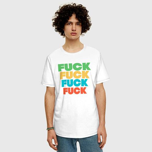 Мужская футболка оверсайз Fuck fuck / Белый – фото 3