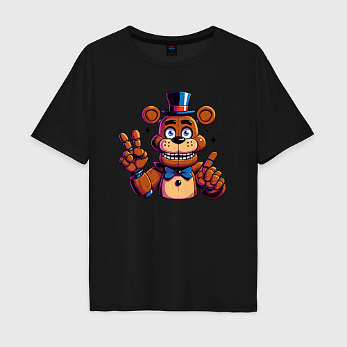Мужская футболка оверсайз Медведь Фредди / Черный – фото 1