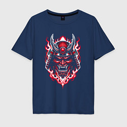 Мужская футболка оверсайз Samurai mask demon