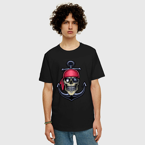 Мужская футболка оверсайз Мёртвый пират / Черный – фото 3