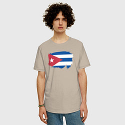 Футболка оверсайз мужская Флаг Кубы, цвет: миндальный — фото 2