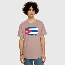Футболка оверсайз мужская Флаг Кубы, цвет: пыльно-розовый — фото 2