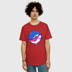 Футболка оверсайз мужская Акулы инь ян, цвет: красный — фото 2