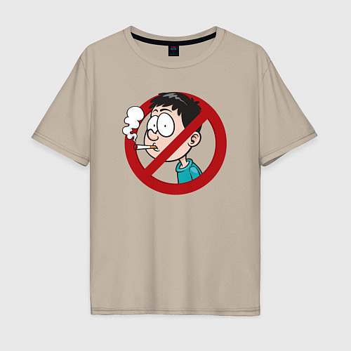 Мужская футболка оверсайз No smoking boy / Миндальный – фото 1