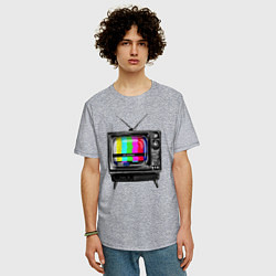 Футболка оверсайз мужская Старый телевизор no signal, цвет: меланж — фото 2