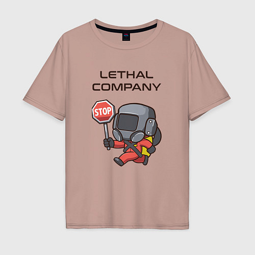 Мужская футболка оверсайз Lethal company: Stop Please / Пыльно-розовый – фото 1