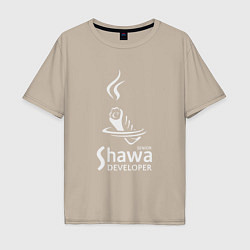 Футболка оверсайз мужская Senior shawa developer white, цвет: миндальный