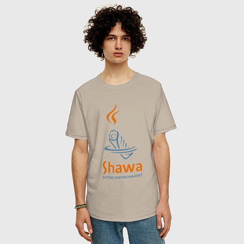 Мужская футболка оверсайз Shawa eating environment / Миндальный – фото 3