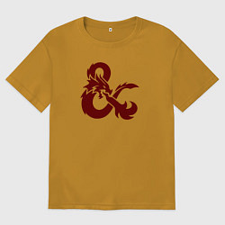 Футболка оверсайз мужская Подземелья и драконы лого, цвет: горчичный