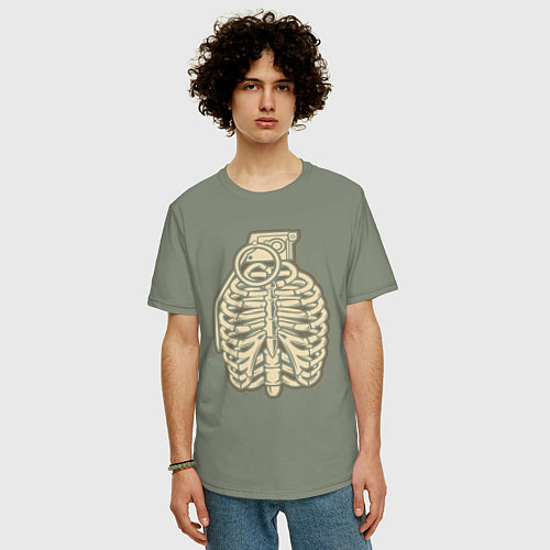 Мужская футболка оверсайз Скелет гранаты / Авокадо – фото 3